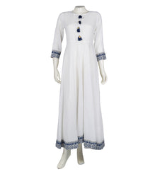 Crew Neck Empire Cut Indo Western Maxi Dress With Asymmetrical Mid Kne Missprint India