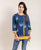 Indigo Yellow Double Layered Side Buttoned Printed Ethnic  Short Kurti