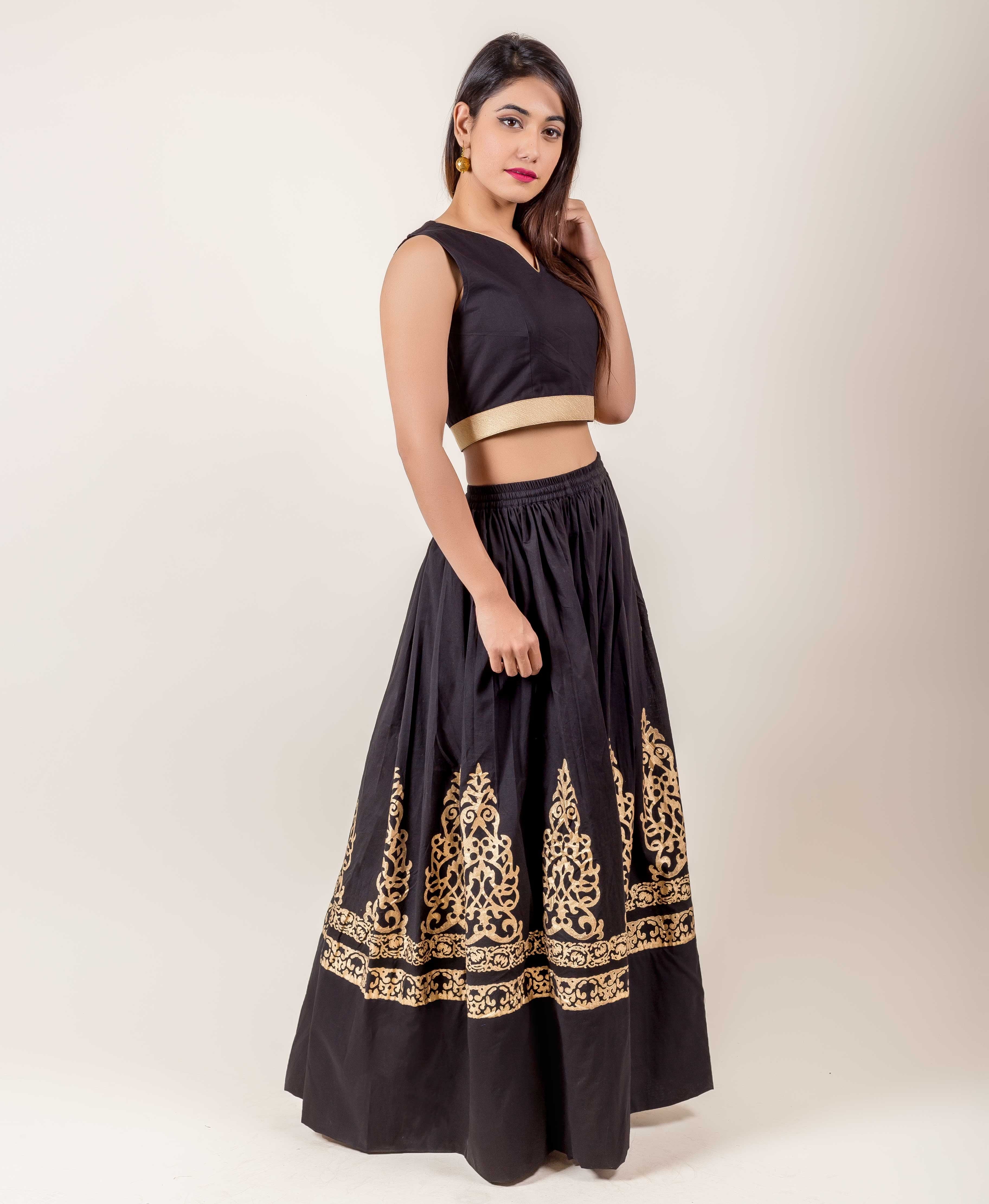 Jacket Style Indo Western Dress With Golden Prints In Red And Black Hues - XL Jacket Style Indo Western Dress With Golden Prints In Red And Black Hues - XL