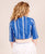 Blue and White Striped Hand Block Printed Crop Top Blouse