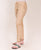 Beige Solid Straight Pants with Gota Trim and Kingri Lace