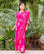 Fuchsia and Gold Printed Top with Saree Skirt