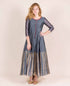 Grey Hand Block Printed Long Designer Chanderi Dress