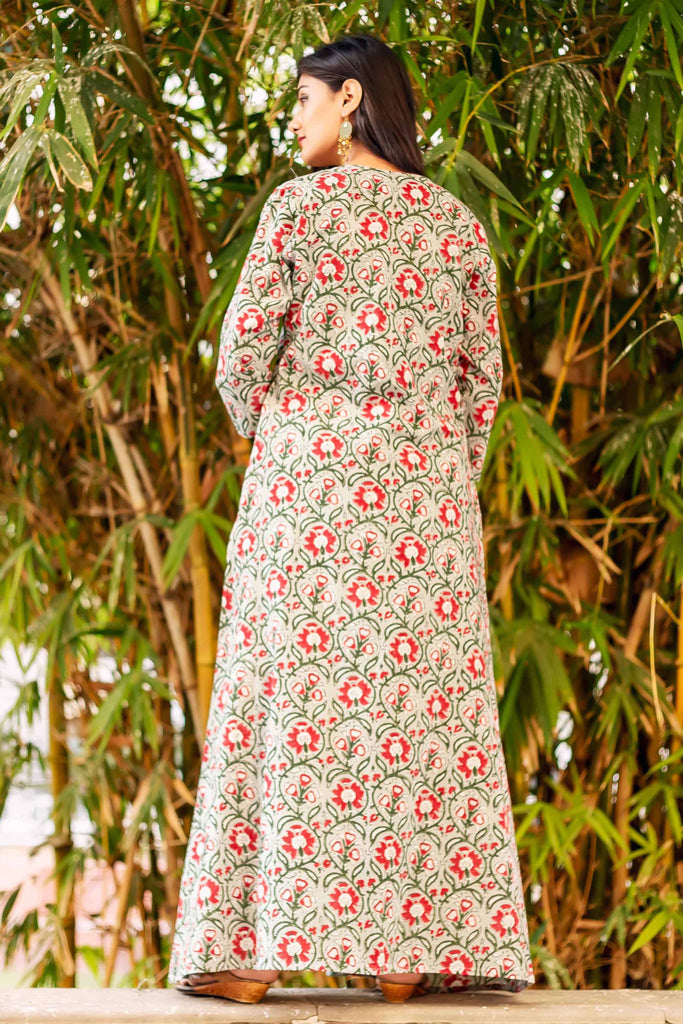 sleeveless hand block printed top with dhoti and jacket online for women