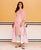 Pink and White Indowestern Jacket Dress with Silver Print