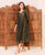 Olive Chanderi Block Printed Angrakha Dress