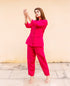 Ruby Pink Linen Power Suit