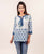 White and Blue Hand Block Printed Cotton Top