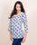 White and Blue Hand Block Printed V-Neck Top