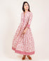 Pink And White Long Hand Block Printed Dress