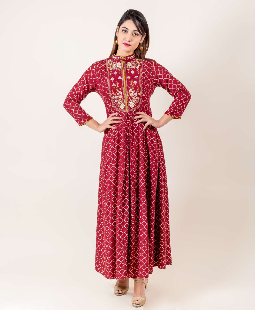 embroidered indo western dress