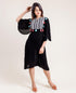 Embroidered And Tasseled Indo Western Style Rayon Gauze Black Dress